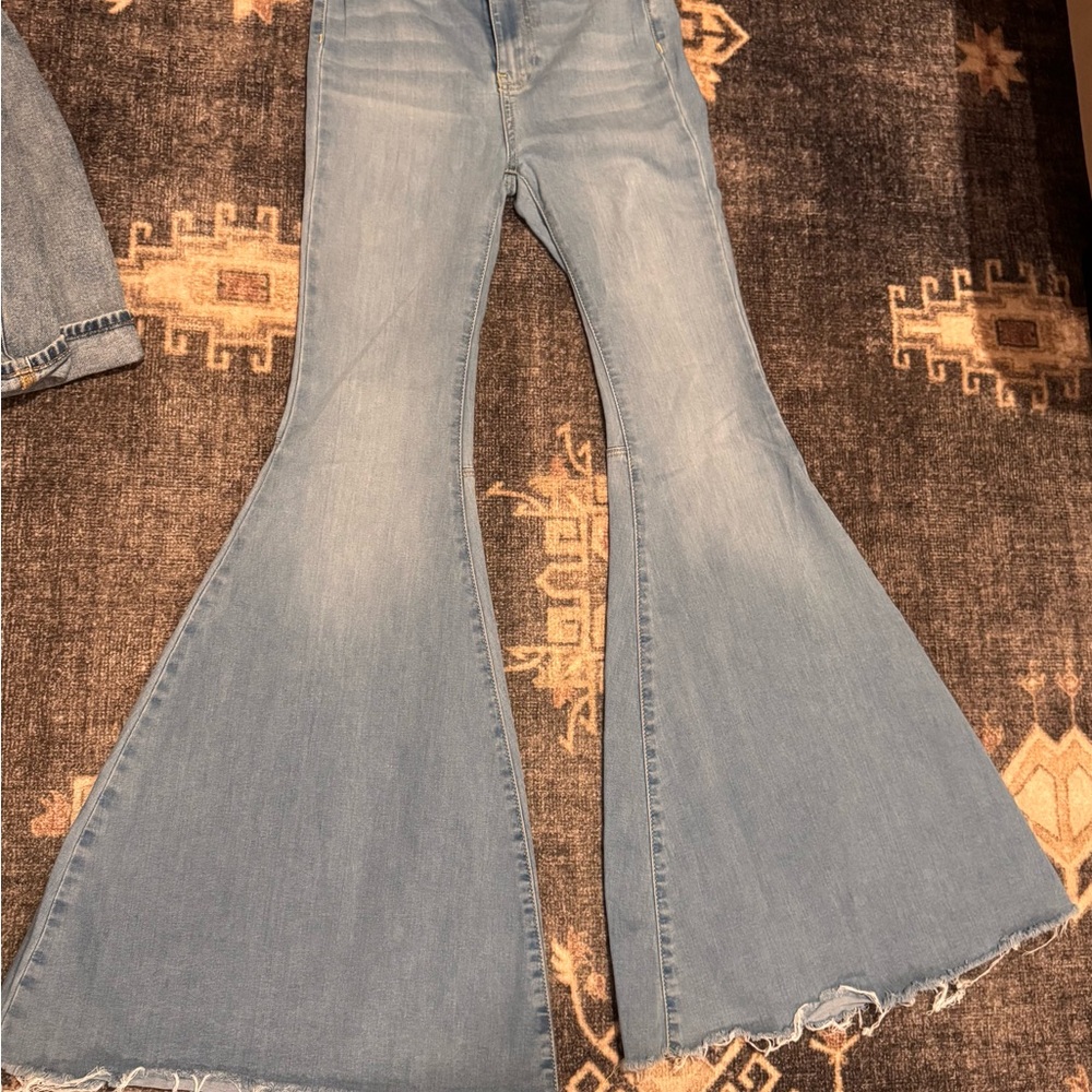 Free People Light Blue Wide Leg Jeans